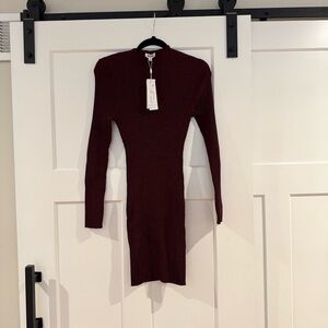 525 America Deep Red Long Sleeve Dress
